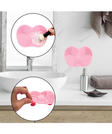 Silicone Makeup Brush Cleaning Pad - Portable Dual Wash-Up Mat for Dry & Wet Cleaning (Pink) - Buy Online on GoSupps.com