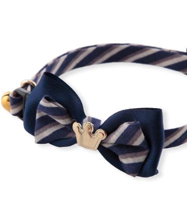 Necoichi Regal Crown Cat Collar in Navy - Premium Quality Feline Accessory - Buy Online on GoSupps.com