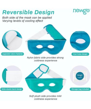 NEWGO Reusable Hot/Cold Eye Mask for Puffy Eyes - Cooling Therapy for Migraine, Dark Circles, Dry Eyes - Sinus Pain Relief - Light Blue - Buy Online on GoSupps.com