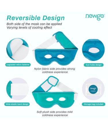Newgo Eye Mask - Cooling Glasses for Migraines Headaches Swollen Eyes Dark Circles | Ice Eye Mask (Blue) - Perfect Relief for Tired Eyes & Sinus Pain - Buy Online on GoSupps.com