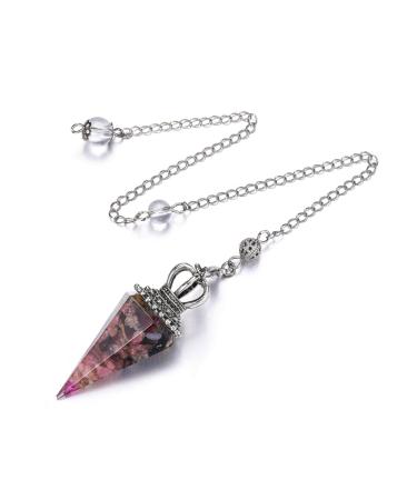 JOVIVI Pendulum Crystal Tourmaline Dowsing Crystals Pendulum Divination Scrying Healing Crystal Gemstone Quartz Stone Pendant for Reiki Grid Meditation Witchcraft Wicca Tourmaline Crystal Pendulum