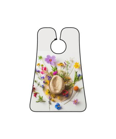 cowboy hat and flowers Print Beard Bib Apron Non-Stick Beard Men's Hair Catcher for Shaving Gifts for Men. One Size Black4