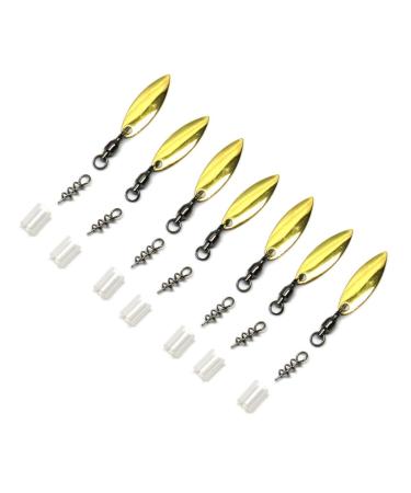 Harmony Fishing Company - 7 Pack Tail Spinners (Hitchhikers for Soft Plastic/senko Fishing Lures, Willow or Colorado Blade) Willow Blade (7 Pack, Gold)