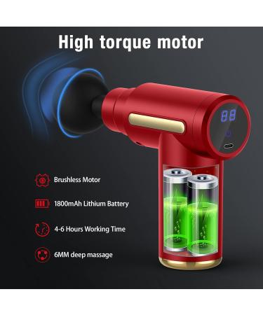 Shavingfun Mini Massage Gun - 6 Speeds & 4 Heads LCD Touchscreen for Shoulder & Body Relaxation | Alleviate Muscle Pain (Red) - Buy Internationally - Buy Online on GoSupps.com