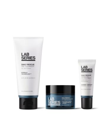 Lab Series Men's 3 Step Travel Size Friendly Daily Rescue Starter Kit Skin Care For Men Gel Cleanser Gel Face Moisturizer & Under Eye Cream