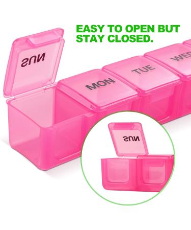 Buy XL Pink Pill Organizer - Extra Large Weekly & Daily Cases for Vitamins Fish Oil & Supplements - Buy Online on GoSupps.com