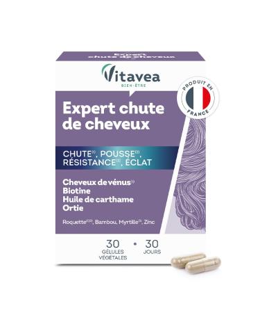 Vitavea - Hair Loss Supplement for Women and Men - Hair Growth Resistance Radiance - Biotin - Zinc Hair of Venus Blueberry - 30 Capsules - 1 Month - Made in France