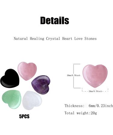 YATOJUZI 5PCS Natural Heart Healing Crystals Set - Rose Quartz & Amethyst - Chakra Reiki Balancing Stones - Buy Online on GoSupps.com