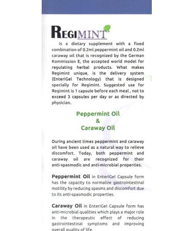 REGIMINT Peppermint Oil Plus Caraway Enteric-Coated Caps for IBS Relief - Buy Online on GoSupps.com