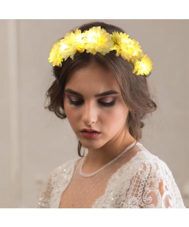 Zoestar Light Up Flower Headband Bridal Crown Headbands LED Floral Wreath Headpiece Luminous Festival Party Hair Accessories for Women and Girls (White) - Buy Online on GoSupps.com