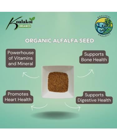 Koalakoi Organic Certified Alfalfa Seed (100g - 4.5kg) Easy to Sprout Super Nutritious Highly digestible Fibre Alfalfa | Premium Quality Non-GMO 100% Natural no Additives or Preservatives (100g) - Buy Online on GoSupps.com