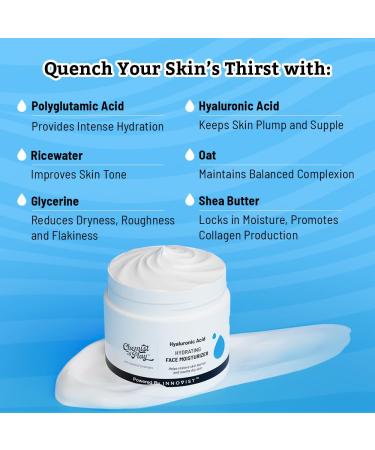 Hydrating Face Moisturiser with Polyglutamic Acid | Intense Hydration | Mineral Oil & Silicone Free | 50g - Shop Internationally - Buy Online on GoSupps.com