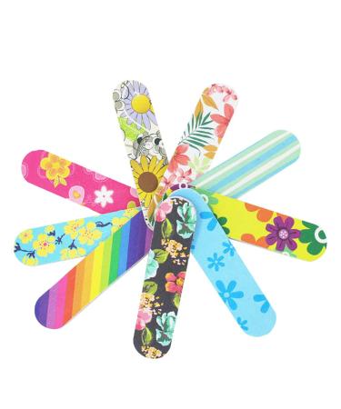 GSHLLO 100 Pcs Mini Floral Nail Files Buffers Emery Boards Nail Buffering Files Manicure Pedicure Tool