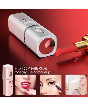 GIVERARE Nano Facial Steamer Mini Mister with Mirror, USB Rechargeable Mist Sprayer - Pink | Hydrating Face, Makeup, Skin Care, Eyelash Extensions - Buy Online on GoSupps.com