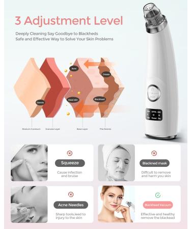 Electric Blackhead Vacuum Remover with 3 Suction Levels - USB Rechargeable & LED Screen - Facial Pore Cleanser for Men and Women - Buy Online on GoSupps.com