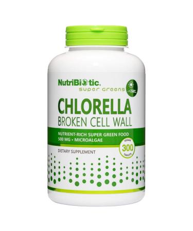 NutriBiotic- Chlorella Super Green Food 500 mg 300 Tabs | Broken Cell Wall Nutrient-Rich Microalgae Water Cultivated Superfood | Chlorophyll with Vitamins Minerals & Trace Elements | Vegan & Non-GMO 300 Count (Pack of 1)