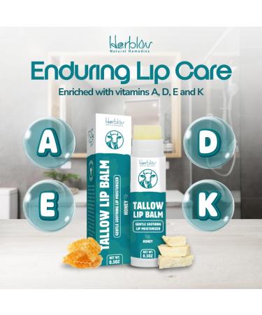 Beef Tallow Lip Balm Natural Tallow Beeswax Chapstick Hydrating Moisturizer Grass Fed Bison Tallow Balm Lip Care Soothes Chapped Dry Lips Sensitive Skin Long Lasting & Vitamin Rich USA-Made - Buy Online on GoSupps.com