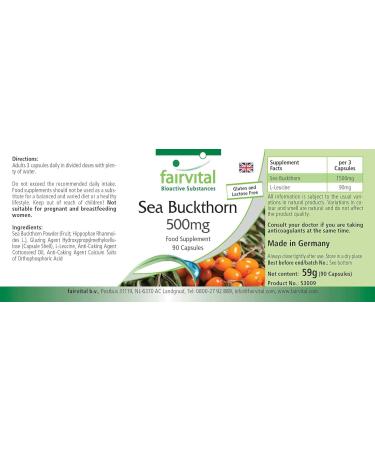 Fairvital | Sea Buckthorn Extract 500mg - High dosed - VEGAN - Hippophae rhamnoides - 90 capsules - Buy Online on GoSupps.com