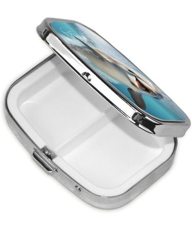 Funny Animal Dolphin Print Mini Pill Box | Portable Iron Plating Square Pill Organizer for Travel & Home - Buy Online on GoSupps.com