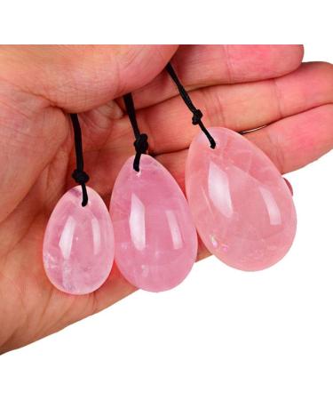 HEALLILY Yoni Eggs for Women - Kegel Training Nephrite Jade & Drilled Quartz Pelvic Floor Exercise - Pink 40x25mm - Buy Online on GoSupps.com
