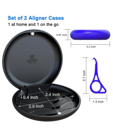 Orthodontic Aligner Cases with Removal Tools - Black + Blue | Strong Magnetic Closure | Compatible with Invisalign & Mouth Guard - Buy Online on GoSupps.com