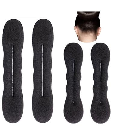 Cuhza 4 pieces magical hair knot hair bun maker upgraded hair holder sponge clips hair styling donut rolls hair twist curls dry wraps donut tools 2 large and 2 small (black)