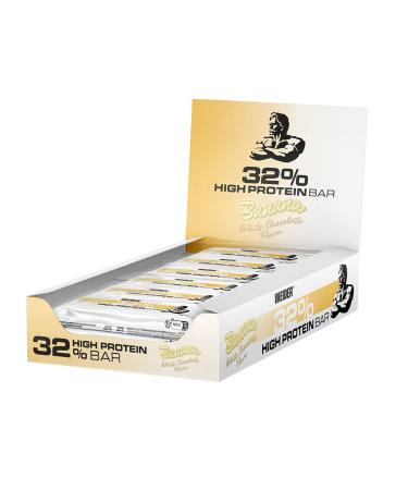 Weider 32% protein bar delicious protein bar with a delicate chocolate coating high protein content energy seal muscle building snack white chocolate banana 12 x 60 g
