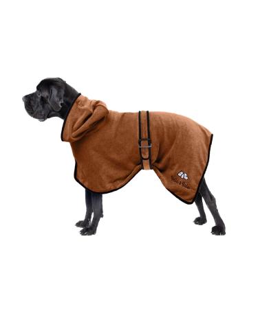 Bella & Balu Dog Bradge Out of microfiber + PFOTENCH - absorbent dog bathrobe for drying after swimming swimming or walking in the rain (XL | brown) XL brown - Buy Online on GoSupps.com