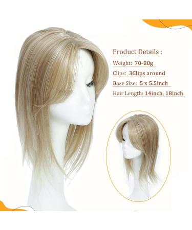 14 Inch Blonde Hair Topper for Women | Big Base Hair Piece for Thinning Hair | Soft Extensions Fringe Clip In | Hair Loss Solution - Buy Online on GoSupps.com