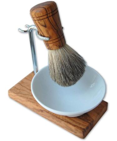 DOM Sir George Vegan Shaving Brush - Synthetic Hair with Olive Wood Handle | Eco-Friendly Grooming - Buy Online on GoSupps.com