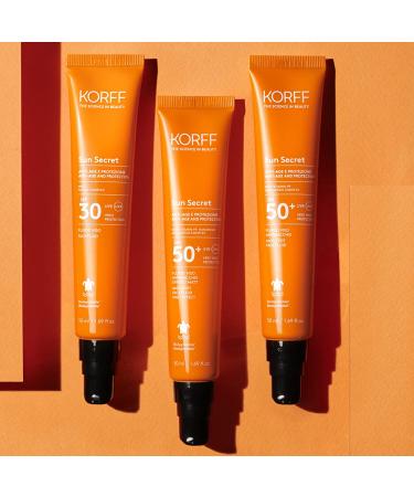 Korff Sun Secret Fluid Face SPF 50 - Matt Texture Anti-Aging Liquid Cream with UV Protection - Biodegradable 50ml - Buy Online on GoSupps.com