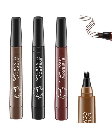 Makefullbeauty Eyebrow Makefullbeauty Waterproof Natural Eyebrow Pen Makefullbeauty Brow Pen Magical Waterproof Brow Pen Micro Fork Tip Precise Brow Pen Point Eyebrow Pencil Liquid Pen Makeup Black+Dark+Red Brown