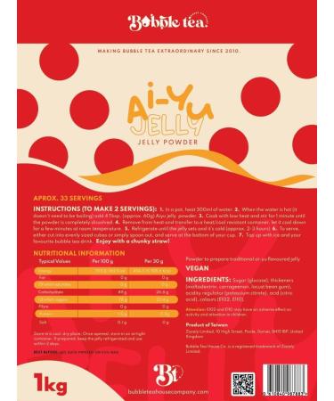 Ai-Yu Jelly Powder - Versatile and Healthy Gelatin Substitute - High Source of Vitamins & Dietary Fibre - Ideal Bubble Tea Topping - Vegetarian Jelly Mix (1 Kg) - Buy Online on GoSupps.com