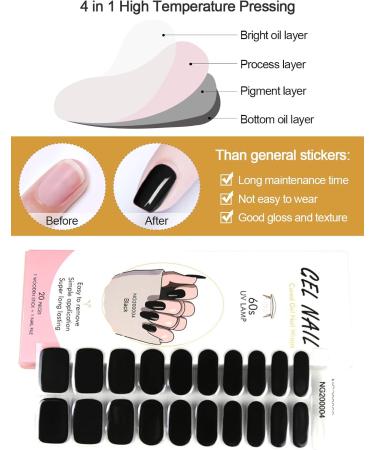 Kalolary 20PCS Black Nail Adhesive Wraps - Gel Polish Strips for UV/LED Lamps - Buy Online on GoSupps.com