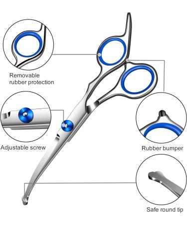 6.7 Inch Stainless Steel Dog Grooming Scissor Kit with Safety Round Tips - Pet Grooming Shears Set with Thinning & Curved Scissors for Hair Fur Care - Buy Online on GoSupps.com
