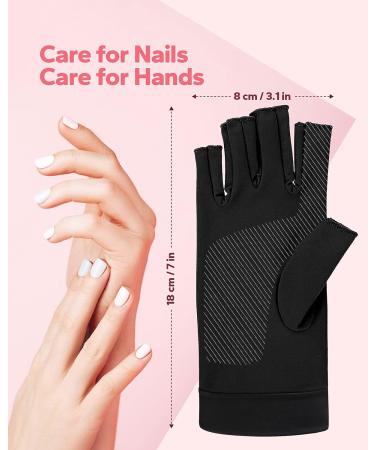 Meto UV Nail Gloves - UPF50+ Professional Fingerless UV Light Gloves for Gel Nails and Skin Protection (Black) - Buy Online on GoSupps.com