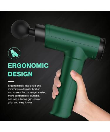 WowTowel Percussion Massage Gun | Deep Tissue Muscle Electric Gun Handheld Vibration Device | 6 Heads, 6 Speeds, Quiet Brushless Motor | Dark Green - Buy Online on GoSupps.com