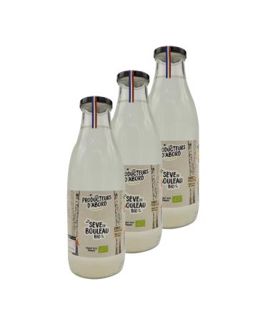Les Producteurs d'abord Pack of 3 Organic Birch Sap - 100% Natural Detox Drink - France - 1L Bottle