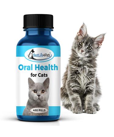 BestLife4Pets Oral Health for Cats - Cat Dental Care Supplement Anti-inflammatory Pain Relief for Stomatitis Gingivitis and Gum Disease Cat Supplies for Dental Care - Easy to Use Pills (450 ct) 1-Pack