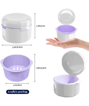 DIDATOOL Denture Cup Denture Bath Denture Cups for Soaking Dentures Denture Case with Lid Denture Bath with Rinsing Basket Easy to Carry and Clean Retainer Case Denture Cleaning kit (White) Round White - Buy Online on GoSupps.com