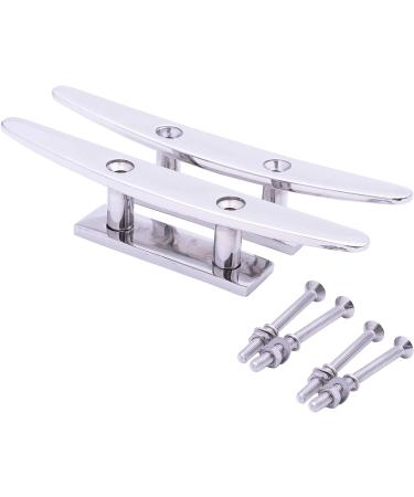 6 Inch Stainless Steel Boat Cleats - Pack of 2 | Flat Top Open Base Cleat for Boat Dock & Mooring - Buy Online on GoSupps.com