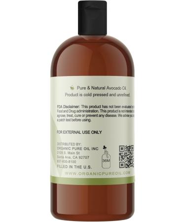 100% Pure Avocado Oil - Unrefined Cold Pressed Non-GMO | 32 oz Bulk Carrier for Skin Hair Nails & Body - Vegan & Fair Trade - Buy Online on GoSupps.com