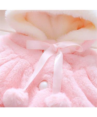 Baby Girl Faux Fur Hooded Cape Coat | Newborn Infant Winter Clothes | Pink 6-12 Months - Buy Online on GoSupps.com