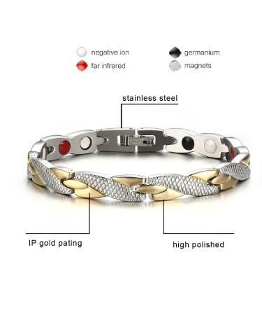 Buy JITNGA Stainless Steel Titanium Magnetic Bracelet - Stylish Silver & Gold Bangle for Men & Women | International Shipping Available - Buy Online on GoSupps.com