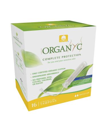 Organyc Organic Tampons Compact Regular Absorbency 16 Tampons
