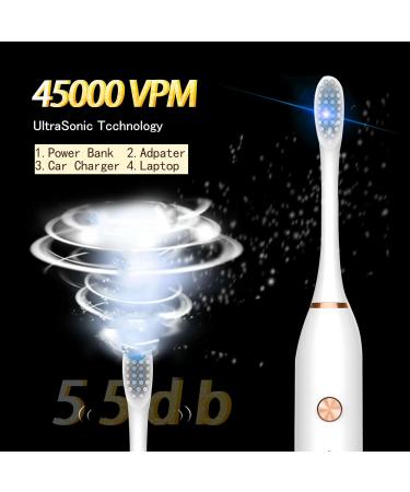 Apartment 2 Cards 2 Pack Sonic Electric Toothbrush - 6 Modes, 42000vpm, IPX7 Waterproof, 8 Brush Heads - Black+White - Buy Online on GoSupps.com