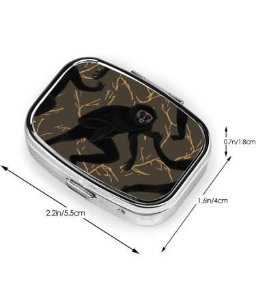 Black Gibbon Monkey Pill Case | 2 Compartment Travel Organizer | Cute Small Pill Box for Purse & Gifts - Buy Online on GoSupps.com