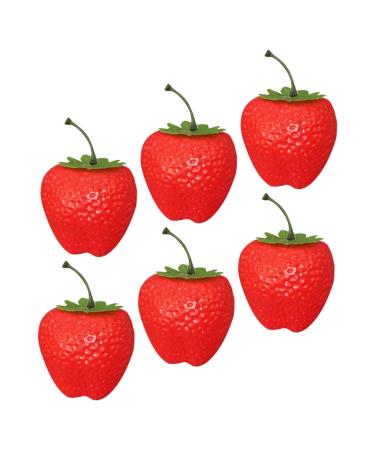 MAGICLULU 6pcs Simulation Big Strawberry Lifelike Strawberries Realistic Strawberry Artificial Strawberry Model Mini Strawberry Fake Strawberry Pretend Play Toy Fake Food Fake Fruit Plastic