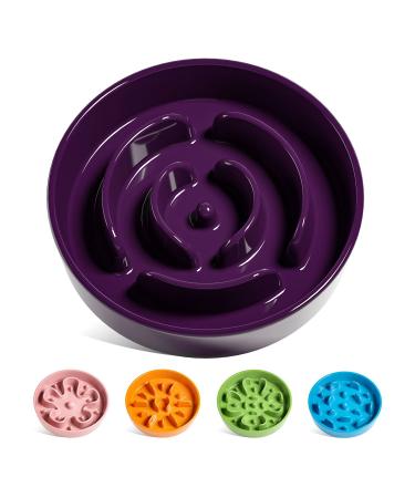 LE TAUCI Dog Bowl Slow Feeder Ceramic, Slow Feeding Dog Bowl Small Medium Large Breed, Puppy Slow Feeder Bow For Fast Eaters, Dog Dishes to Slow Down Eating, Puzzle Dog Food Bowl, Dog Maze Bowl, Non-Slip and Chew-Resistant M-1.5 Cups Maze-Purple