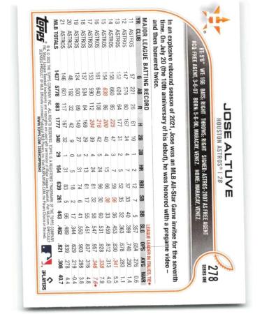 2022 Topps #278 Jose Altuve NM-MT Houston Astros Baseball Card - Buy Online on GoSupps.com